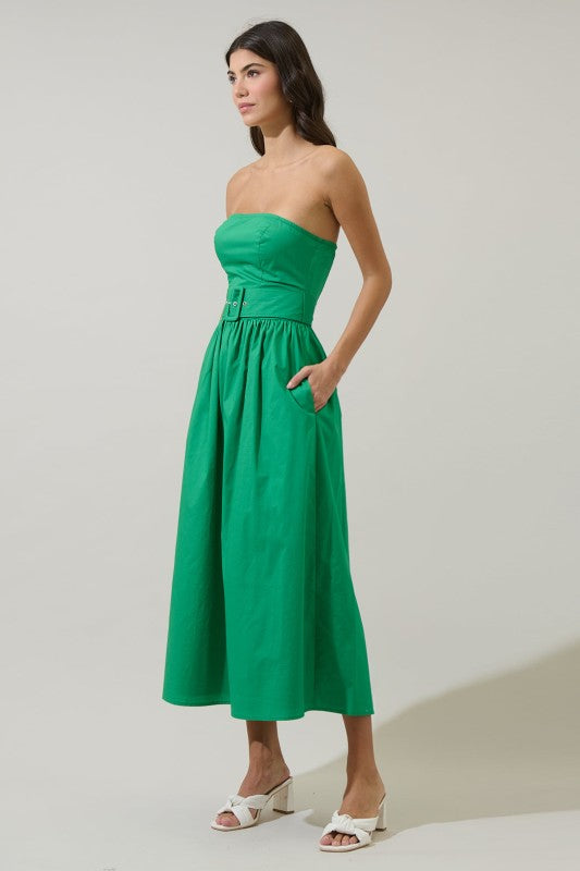 Green Strapless Midi Dress – Harper & Fin