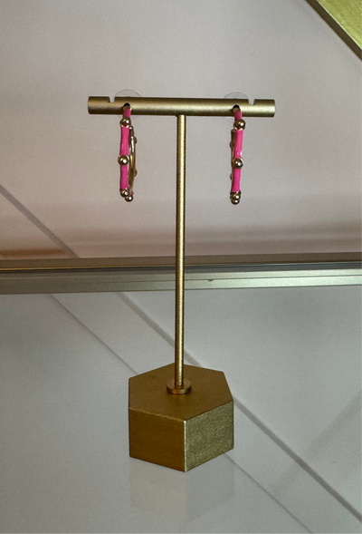 Pink & Gold Dot Hoop Earrings