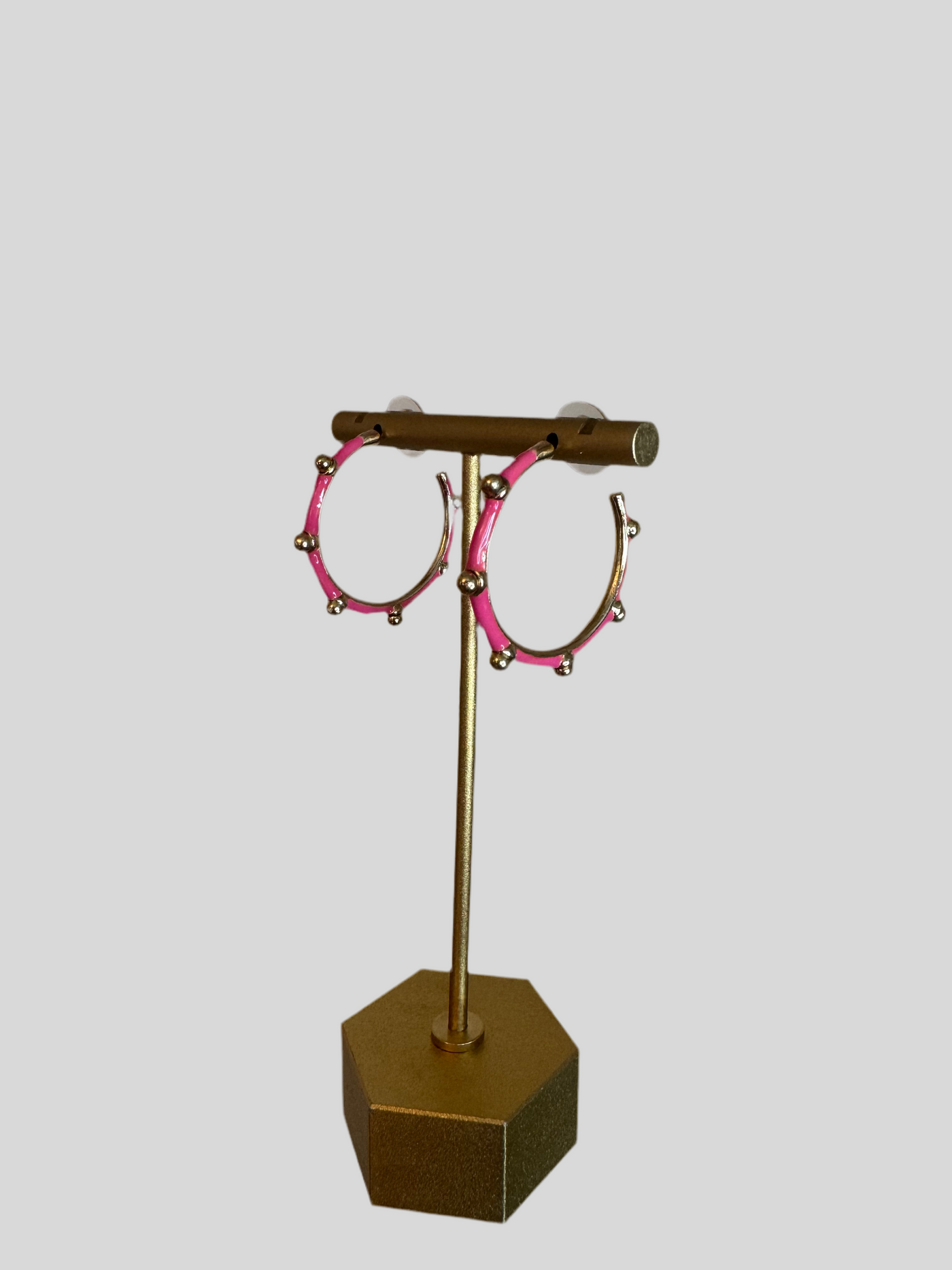 Pink & Gold Dot Hoop Earrings