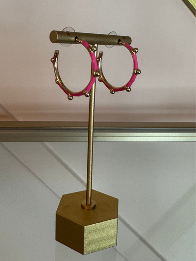 Pink & Gold Dot Hoop Earrings