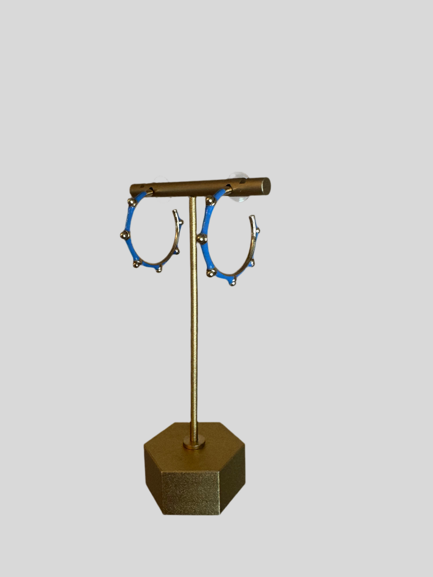 Blue & Gold Dot Hoop Earrings