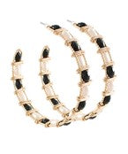 Black Pearl & Bead Hoops