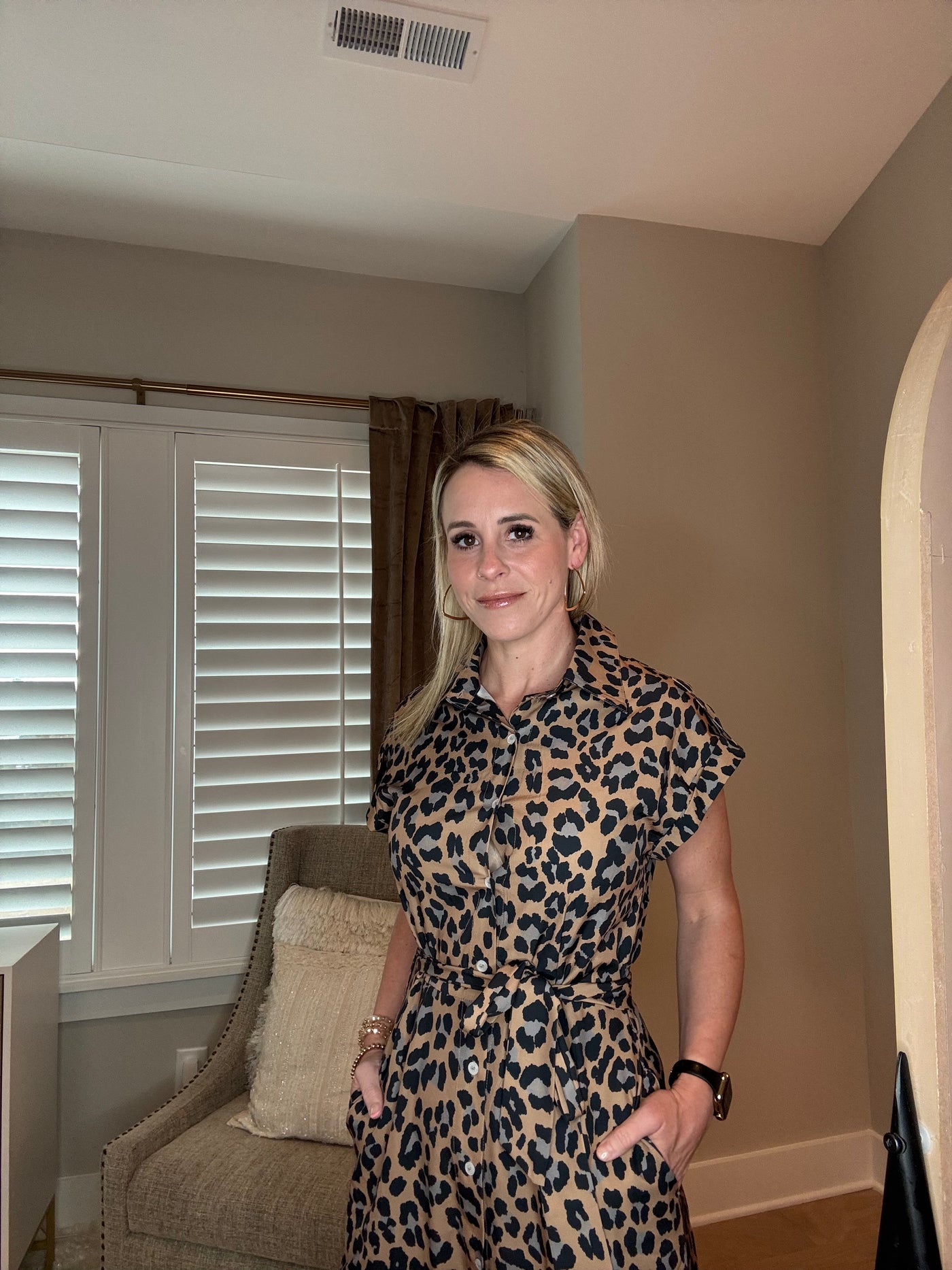 Leopard Midi Dress with pockets