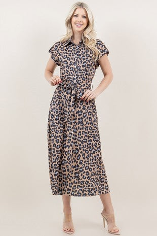 Leopard Midi Dress with pockets
