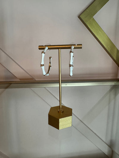 White & Gold Hoop Earrings