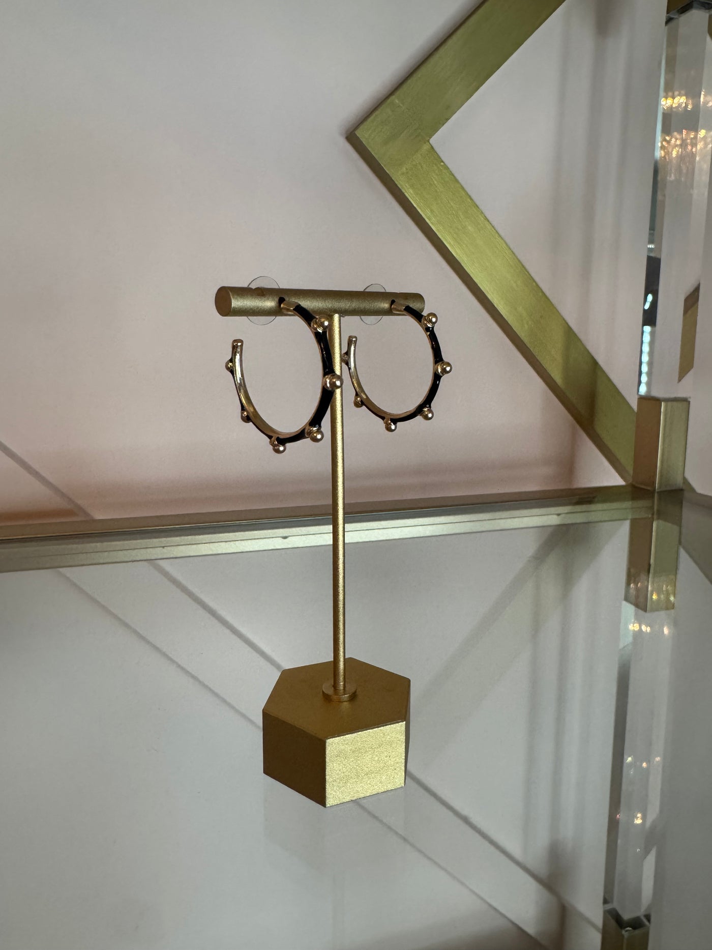 Black & Gold Dot Hoop Earrings