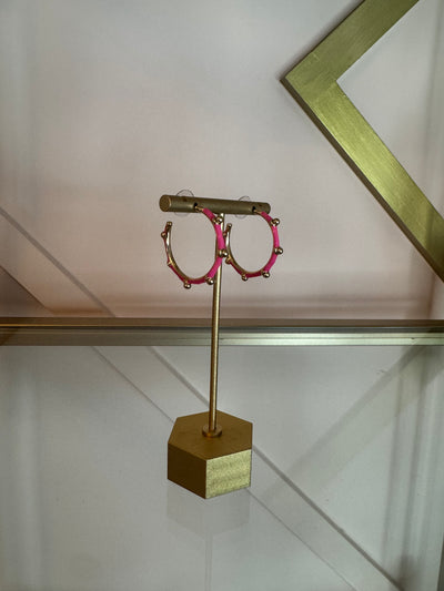 Pink & Gold Dot Hoop Earrings