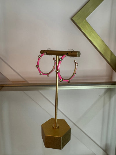 Pink & Gold Dot Hoop Earrings