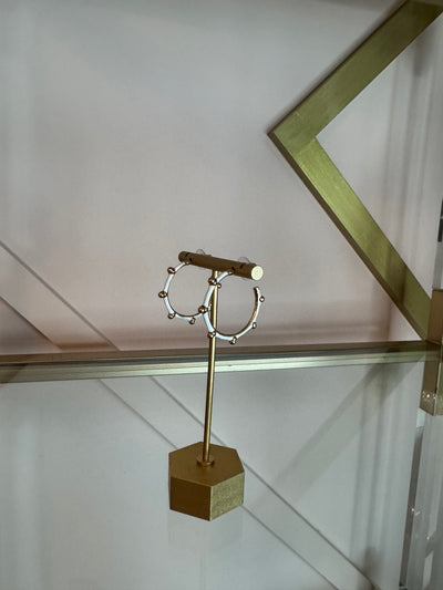 White & Gold Dot Hoop Earrings