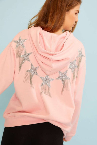 Pink Fringe Star Hoodie