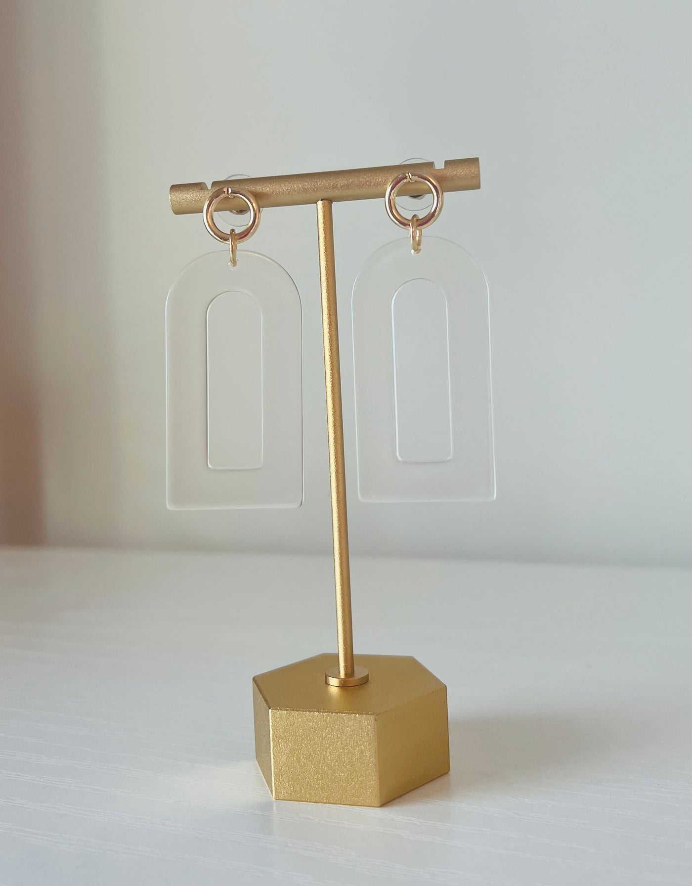 Clear Gold Geometric Earrings