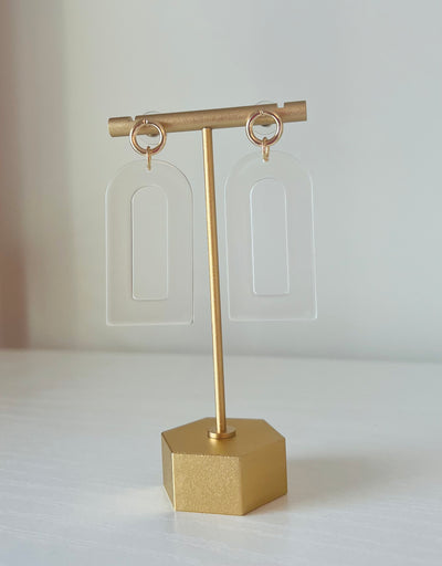 Clear Gold Geometric Earrings
