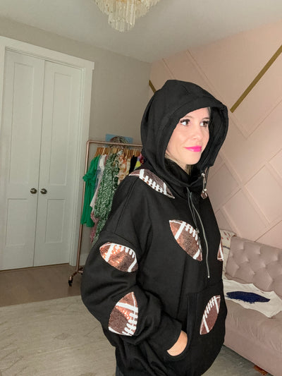 Black Embellished Football Pullover