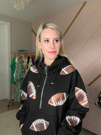 Black Embellished Football Pullover