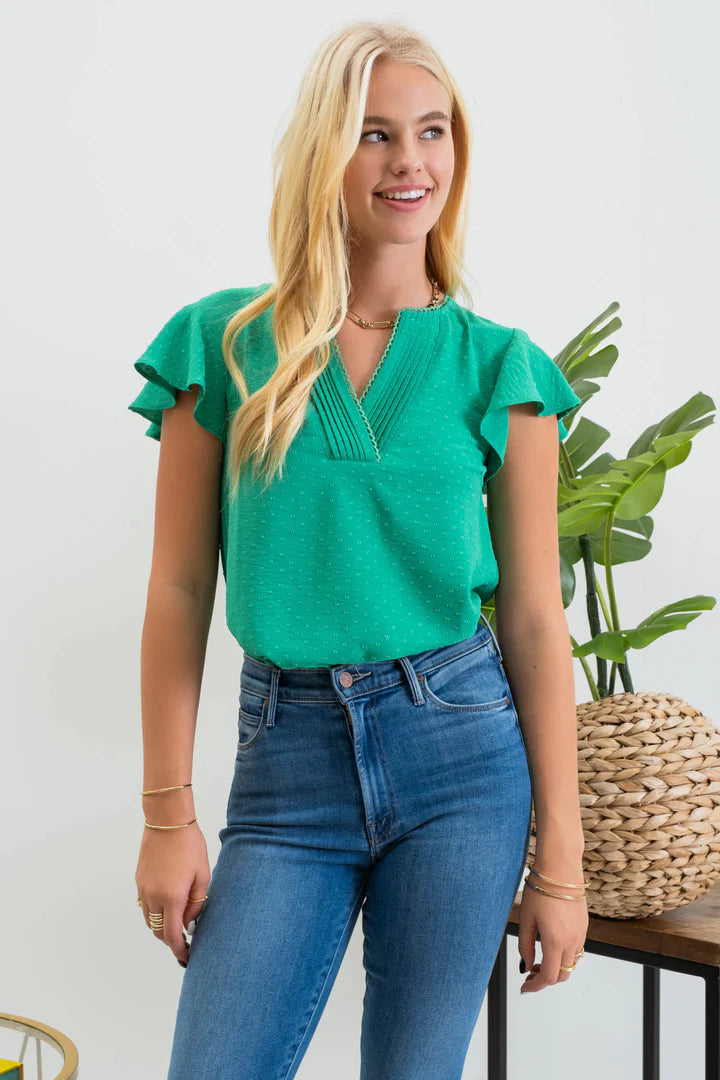 Green Split Blouse