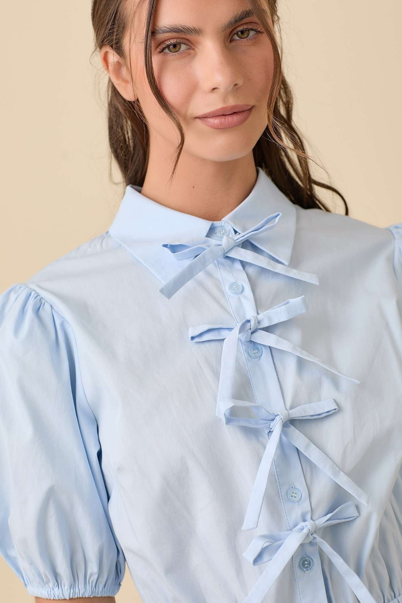 Blue Collared Romper w/Pockets