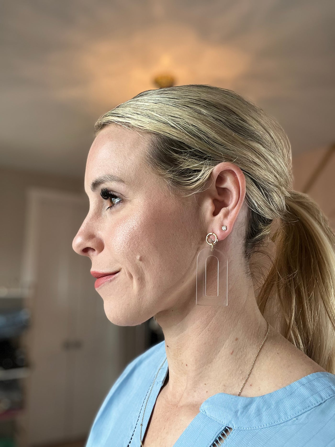 Clear Gold Geometric Earrings