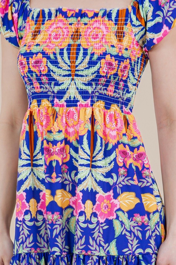 "Serenity" floral bubble sleeve dress