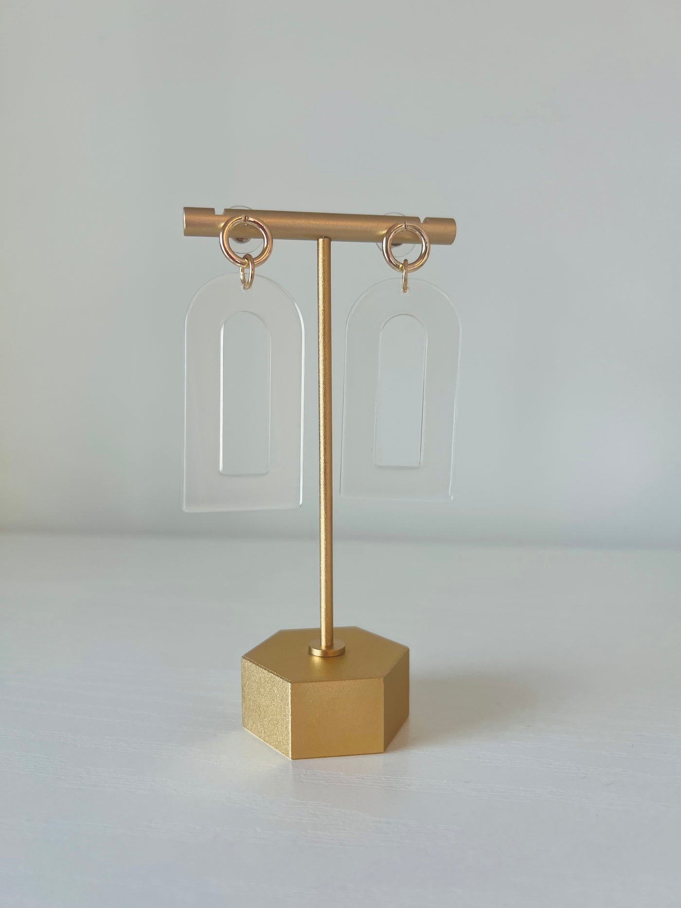 Clear Gold Geometric Earrings