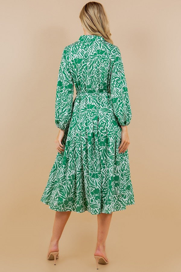 Green "Goddess" Floral dress with Belt