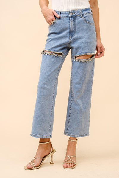 Crystal Cutout Jeans