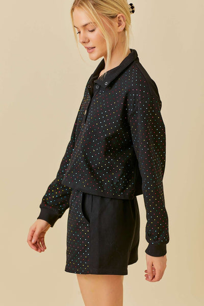 Black Sparkle Pullover Top