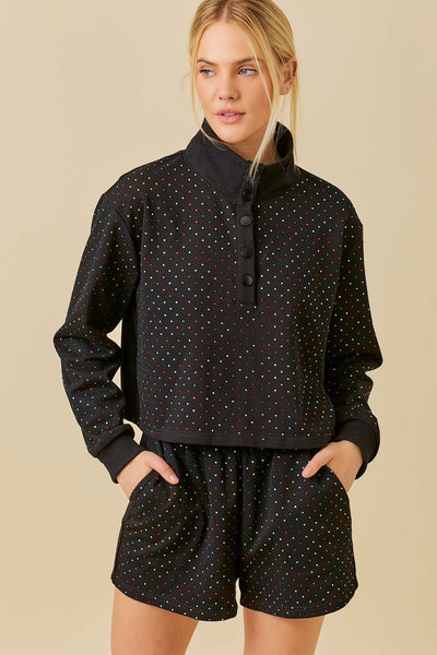 Black Sparkle Pullover Top
